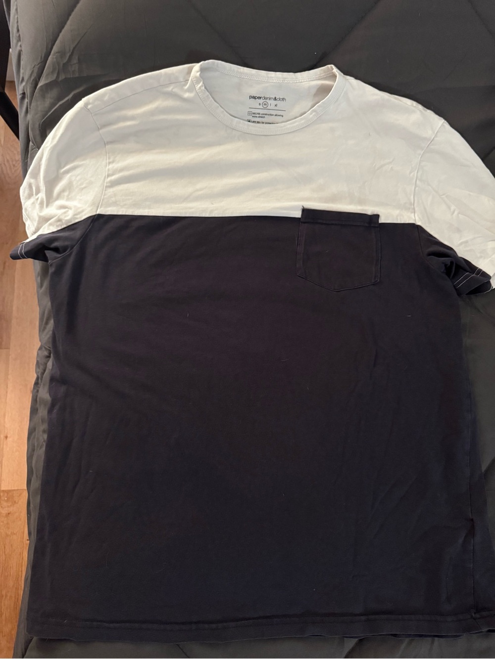Paper Denim & Cloth Two-Tone White and Black Crew Pocket Tee